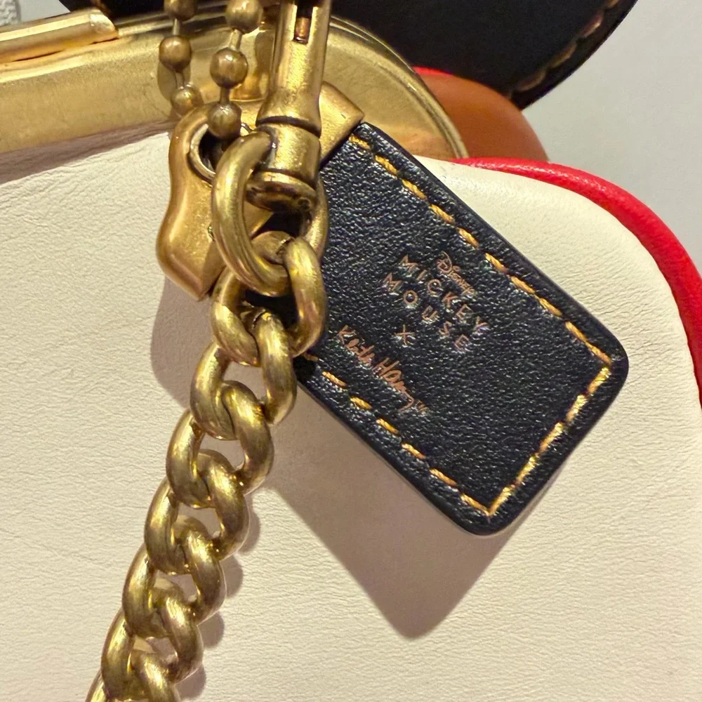 Coach Keith X Haring Disney Mickey Mouse Bag Leather Beige Handbag-RRP$799
